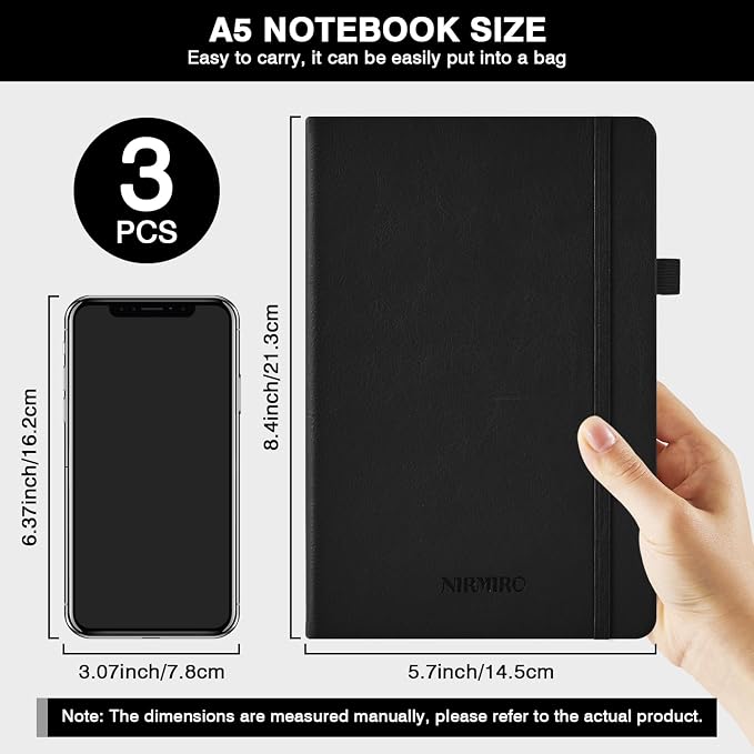 Lined Journal Notebook with Pen, A5 Leather Hardcover Journaling Notebooks - Image 5
