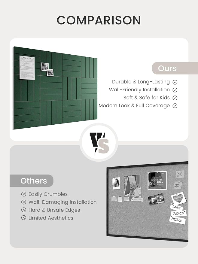 Bumusty Large Cork Board Alternative-48 x 36" Felt Bulletin Board Tiles - Image 7