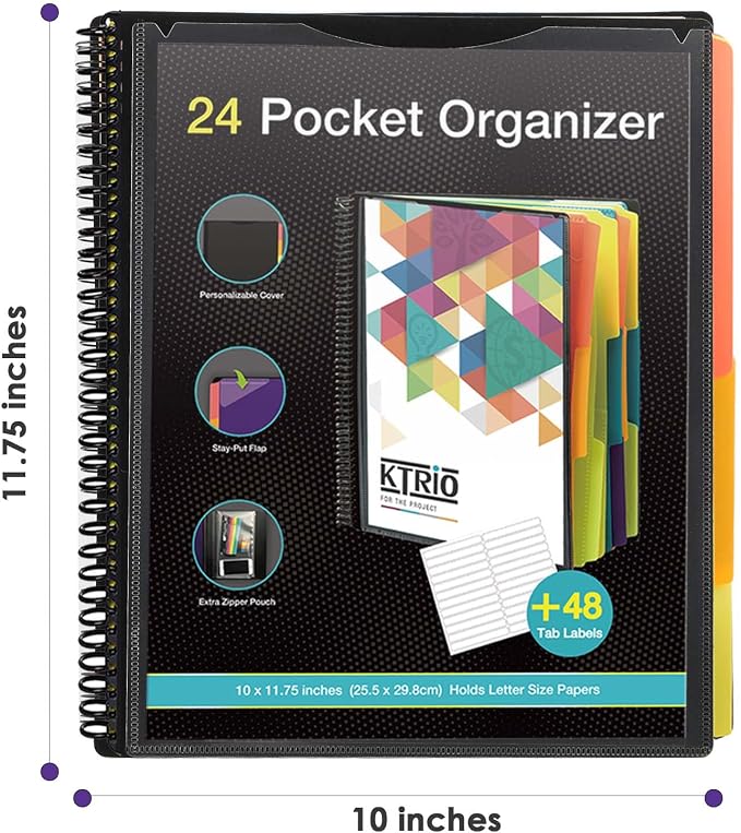 KTRIO 24 Pocket Project Organizer, Letter Size Spiral Binder, Letter Size Fit - Image 8