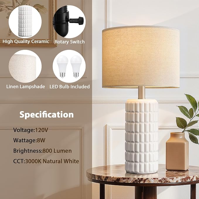 Seealle 23" Modern Ceramic Table Lamps Set of 2 - Image 3