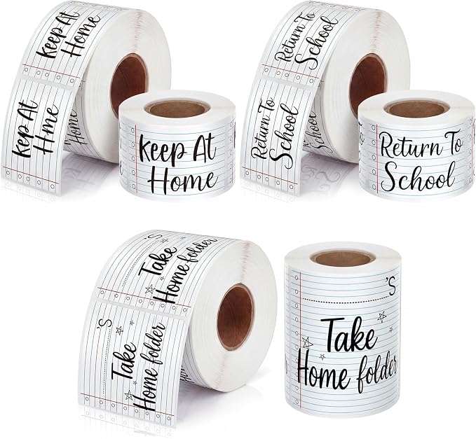 600 Pcs 3 Rolls Student Homework Folder Labels Take Home Folder Return to by Janlaugh