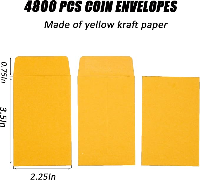 Homrelaxy #1 4800 Pcs Small Coin Envelopes 2.25" x 3.5" - Image 2
