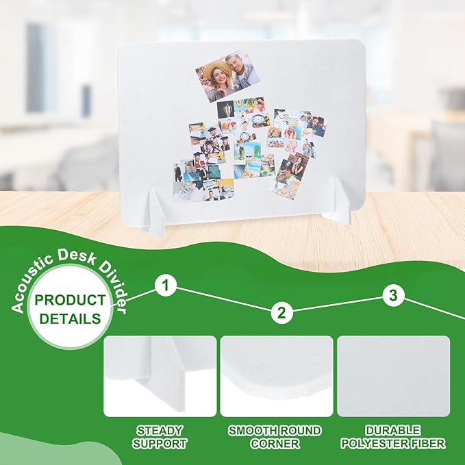 PATIKIL Desk Divider, 2 Set 24 x 16 Inch Acoustic Freestanding Desk Divider Desk Privacy Panel with 4 Pcs Support Feet for Library Office Workstation, White-DeskLoop Office