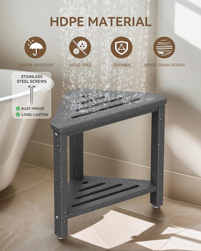 Shower Foot Rest 15in, HDPE Waterproof Shower Stool - Image 4
