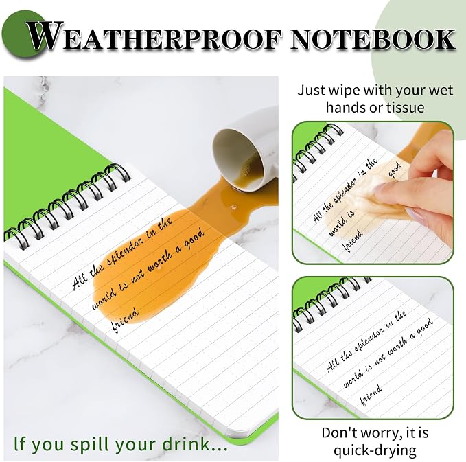 COIDEA Waterproof Notebook, 4 Pack Top-Spiral Pocket Notepad, All Weather - Image 3