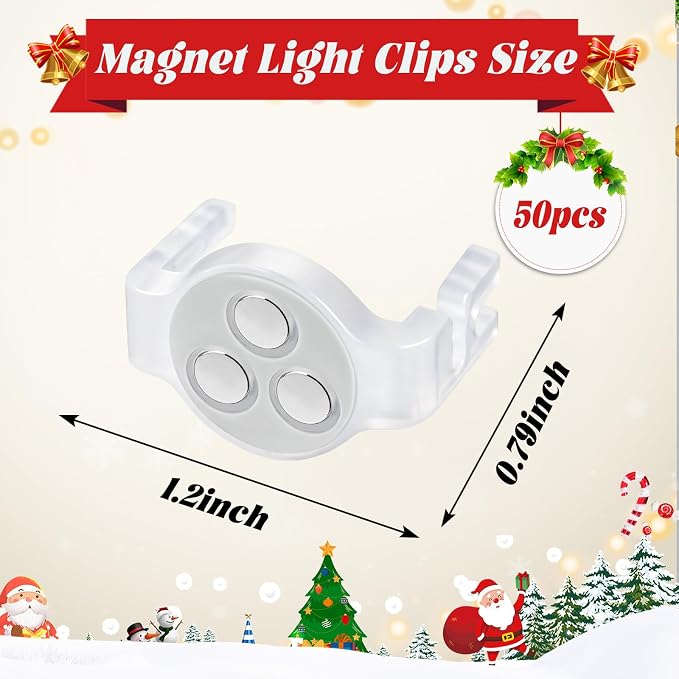 UQM 50 Pack C9 Magnetic Christmas Light Clips, Extra Strong Magnetic Clips Hooks - Image 2