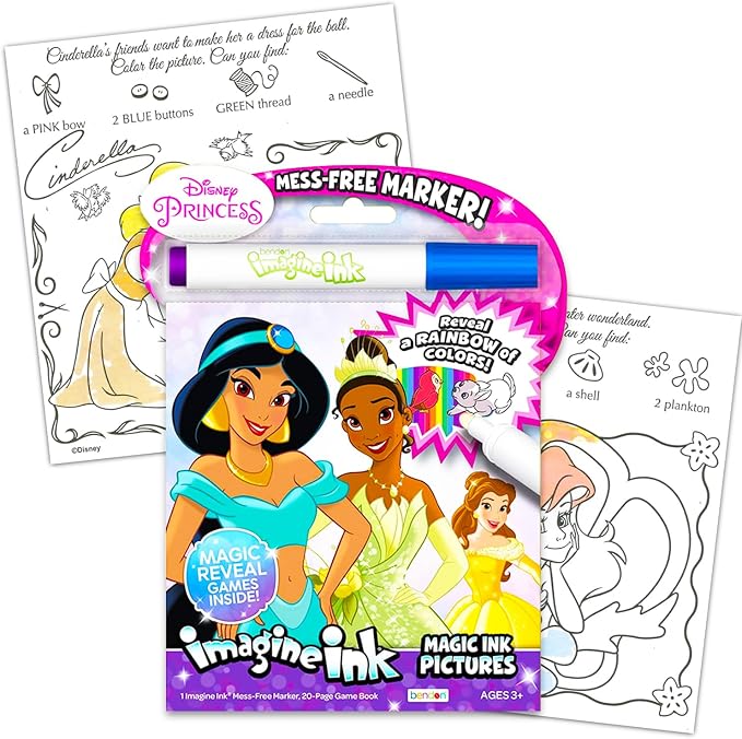 Disney Princess 24 Page Imagine Ink Magic Ink Pictures - Image 2
