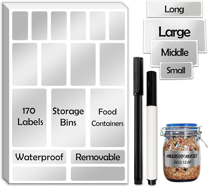 JIEHENG 170Pcs Brightsilver Removable Labels by JIEHENG