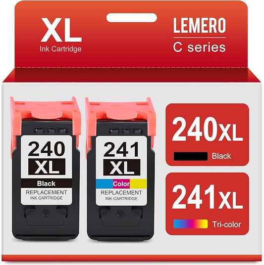 LEMERO 240XL 241XL Combo Pack Remanufactured Ink Cartridges Replacement for Canon Printer Ink 240 241 Combo Pack PG-240XL CL-241XL for PIXMA MG3620 MG3600 Printer for Canon Ink 240 241 (2 Pack)-DeskLoop Office