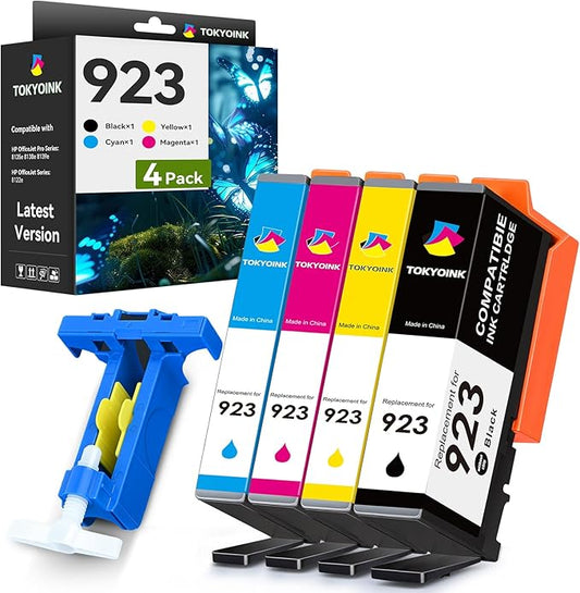 923 Ink Cartridges Combo Pack Replacement for HP 923e 923 923XL Ink Cartridges Work for OfficeJet 8120 8122e 8123 OfficeJet Pro 8130 8135e 8138e 8139e Printer Without Chip (4 Pack)-DeskLoop Office