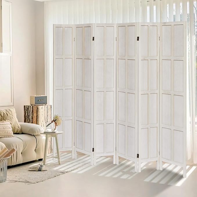 ALeesing 6 Panel Room Divider, 5.6Ft Wood Room Dividers and Folding Privacy by ALeesing