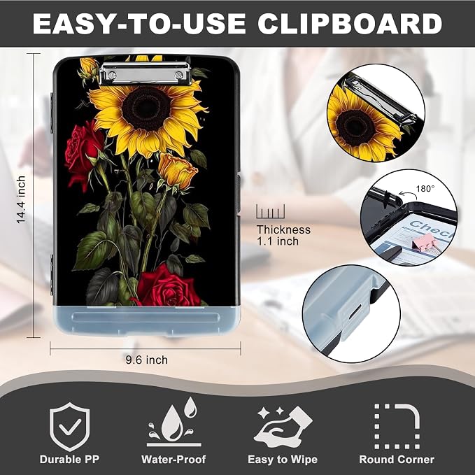 Clipboard with Storage, Heavy Duty Plastic Storage Clipboard with Low Profile - Image 3