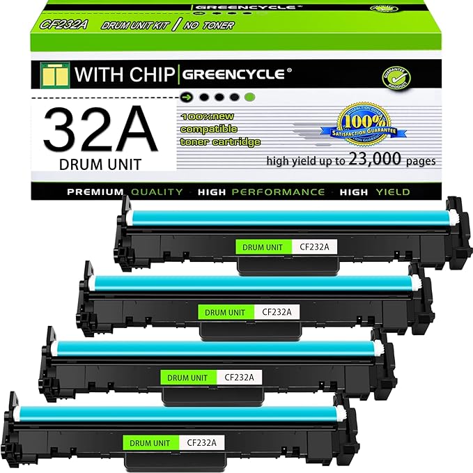 greencycle Compatible 32A Replacement for HP 32A Drum Unit CF232A use for Laserjet Pro M203d M203dn M203dw M227fdw M227fdn M227sdn M148dw M148fdw M118dw Printer (4-Pack)-DeskLoop Office