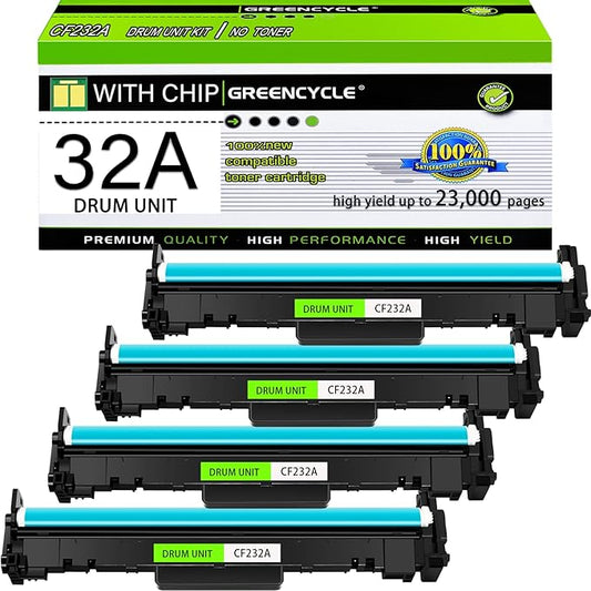 greencycle Compatible 32A Replacement for HP 32A Drum Unit CF232A use for Laserjet Pro M203d M203dn M203dw M227fdw M227fdn M227sdn M148dw M148fdw M118dw Printer (4-Pack)-DeskLoop Office