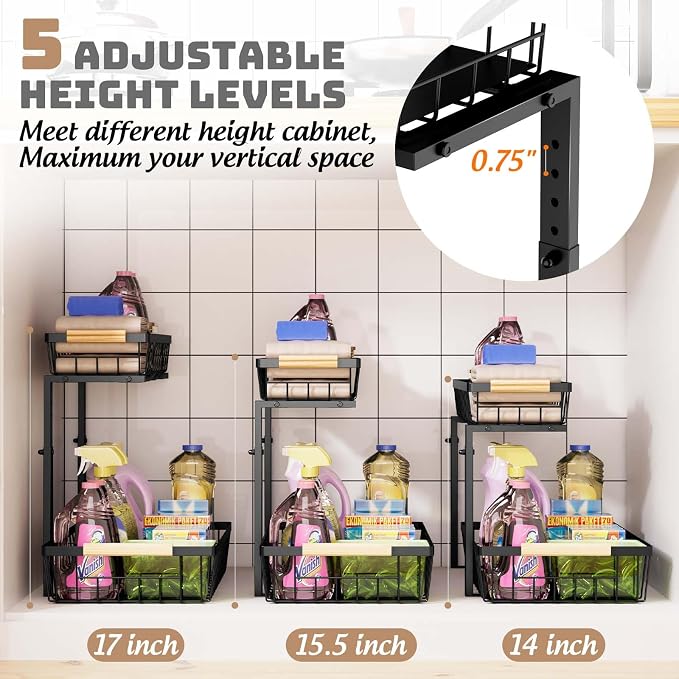 Dihmpor Under Sink Organizer and Storage, Slide Out Under Cabinet Storage Pull - Image 2