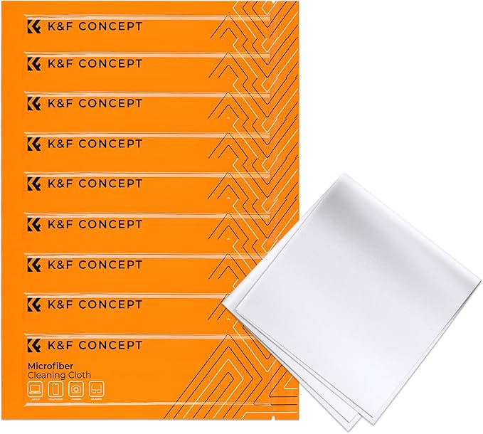 K&F Concept 10 Pack Microfiber Cleaning Cloths，Washable Reusable 6x6in Vacuum Wrapped Lint Free Glasses Cloth for Glasses, Lens, Screens & More-DeskLoop Office