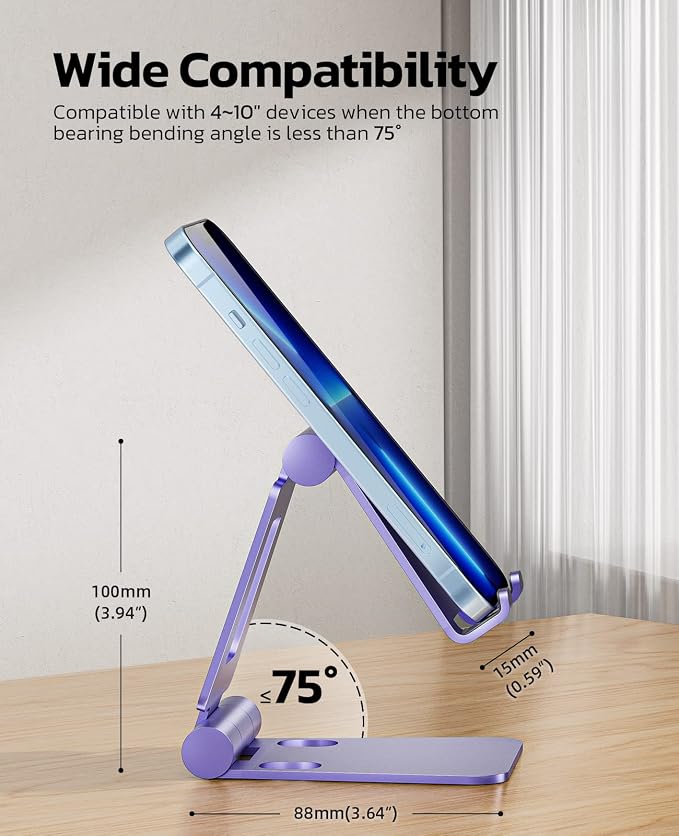 Nulaxy Dual Folding Cell Phone Stand, Fully Adjustable Foldable Desktop Phone - Image 2