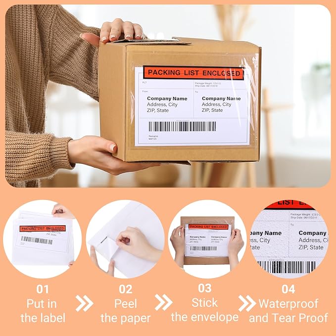 zmybcpack 200 Pcs 6" x 9" Clear Adhesive Top Loading Packing List Shipping - Image 3