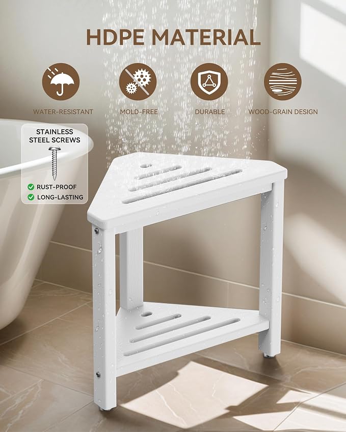 Shower Foot Rest 15in, HDPE Waterproof Shower Stool - Image 4