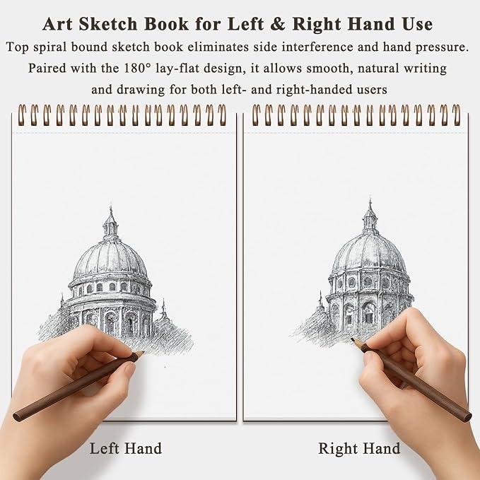 9 x 12 inches Sketch Book, Top Spiral Bound Sketch Pad, 4 Pack 100 Sheets Each - Image 6