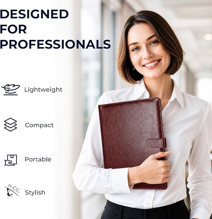 Professional Padfolio with Clipboard, Faux Leather Portfolio Folder Binder - Image 4