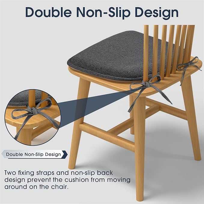 TushGuard Chair Cushions, 4 Pack Memory Foam Chair Pads, Thin Seat Cushion - Image 4