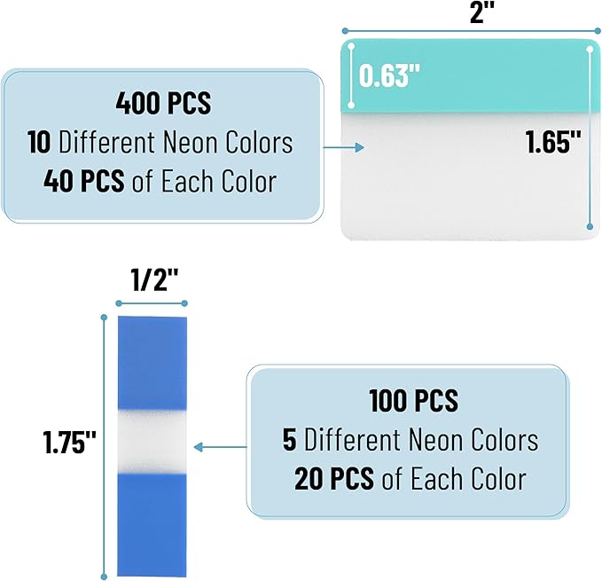 Mr. Pen- Sticky Index Tabs, 500 Pcs, 21 Sets, Colorful Sticky Tabs for Notebooks, Page Markers, Page Tabs for Binders, Page Tabs Sticky Tabs for Books, Notebook Tabs, Book Sticky Tabs for Notebooks-DeskLoop Office