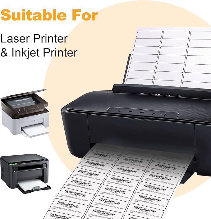 A4 30 Up Shipping Address Labels, 30 Per Page, 30-UP White Shipping Labels - Image 5