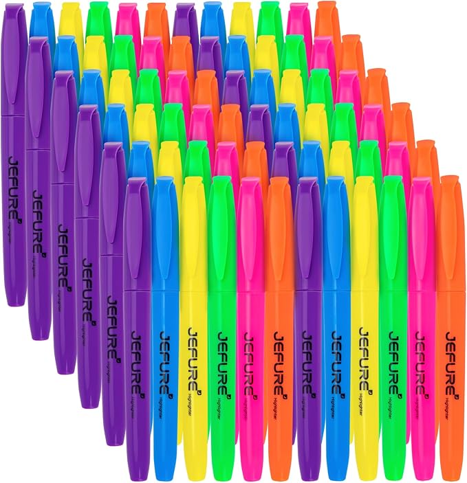 66 Pcs Highlighters, Chisel Tip, Note-Taking, Teacher & Student Supplies by JEFURE