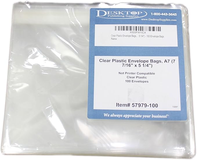 Clear A7 Envelope Sleeves 5.25" x 7.44" Peel & Seal 200 Pack | Archival Safe - Image 2