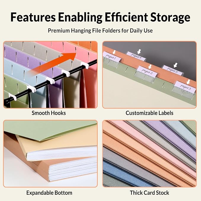 SUNEE Hanging File Folders, 50 Pack Letter Size Hanging File Folders - Image 3