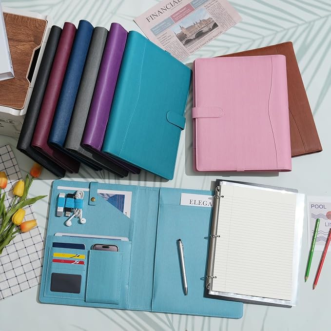 Wonderpool A4 PU Leather Portfolio Holder Ring File Document Case - Image 5