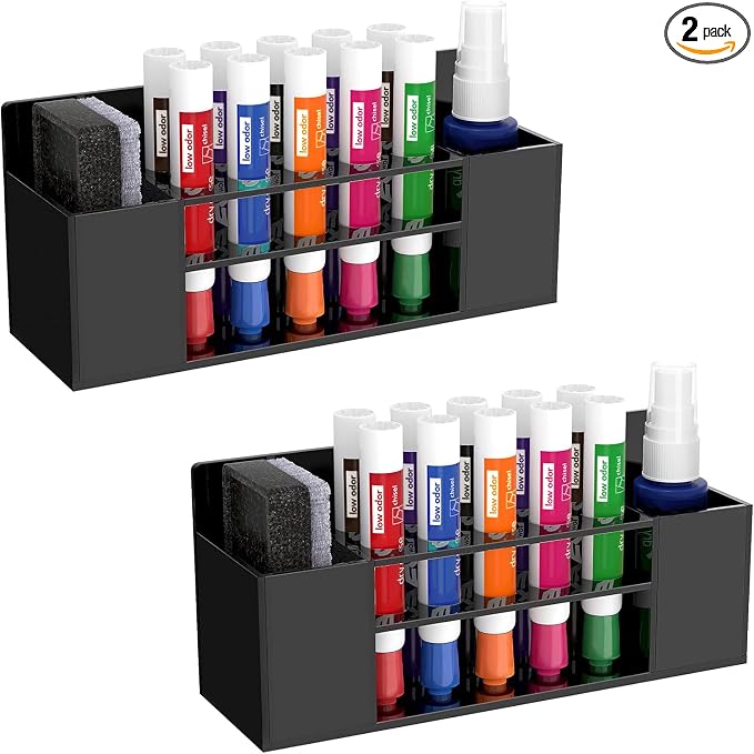 HBlife 2 Pcs Acrylic Magnetic Dry Erase Marker Holder by HBlife