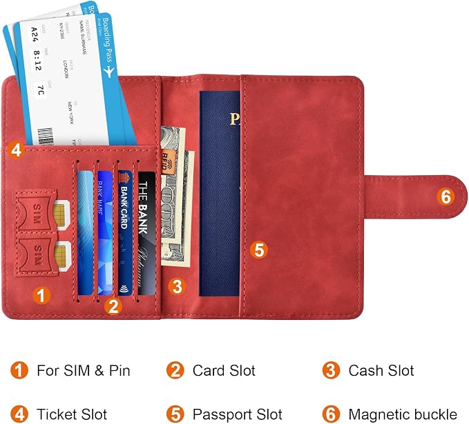 Eoehro Passport Holder for Travel Essentials, Passport Wallet Cover Case for - Image 3