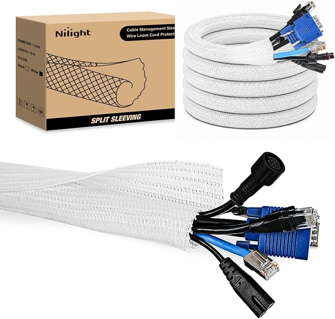 Nilight Cable Sleeve, 10ft-1inch Cord Management Sleeves, Braided Sleeving by Nilight