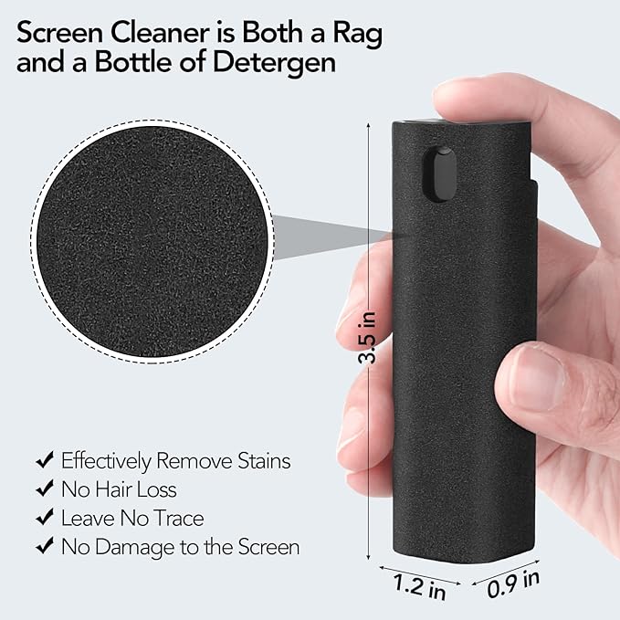3 Pcs Fingerprint Proof Screen Cleaner, 3 in 1Touchscreen Mist Cleaner Spray Wipe Screen Cleaner Soft Fiber Flannel, Safe for All Phones Glasses Tablet Laptop TV Watch Screens(Grey)-DeskLoop Office