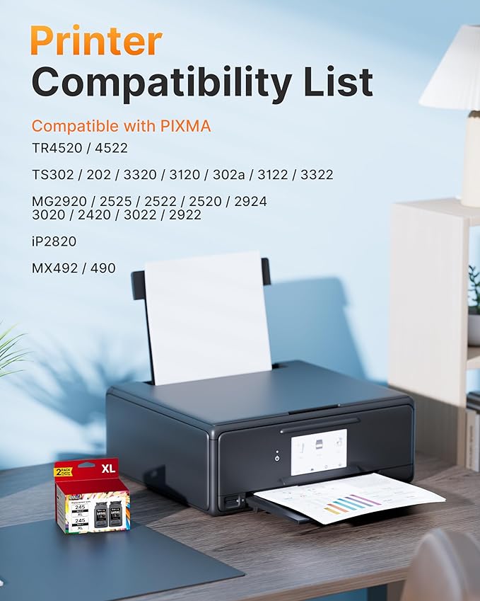 E-Z Ink 245XL Ink Cartridge Replacement for Canon 245XL Black Ink 245 XL PG-245XL PG245XL Works with Pixma MX490 MG2522 TR4520 MG2525 TS3122 TS3322 TS202 MG2520 MG2922 MG3022 (2 Black)-DeskLoop Office