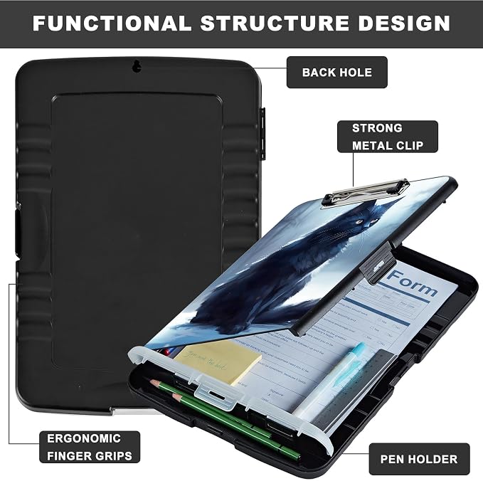 Clipboard with Storage, Heavy Duty Plastic Storage Clipboard with Low Profile - Image 6