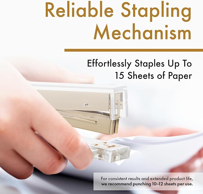 OfficeGoods Acrylic Stapler – Aesthetic & Durable Gold Desk Staple - Image 5