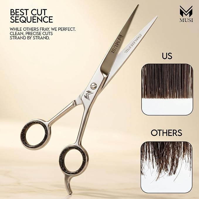 MUSI Hair Cutting Scissors 6.5" – Professional Razor-Sharp Barber Scissors - Image 6
