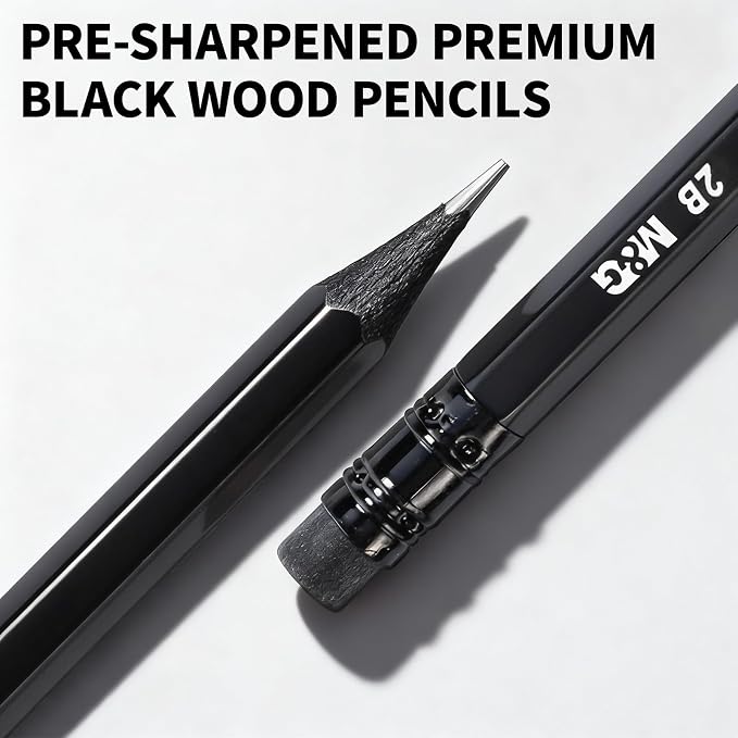 M&G BLACKOO Series 2B Wood-Cased Pencils, Bulk Black Pencils - Image 3