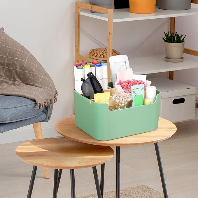 Segarty Green Remote Control Holder, Detachable Divided Bamboo Desk Organizer - Image 6