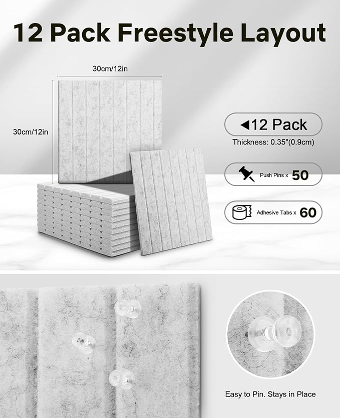 48" x 36" Large Cork Bulletin Board Tiles, Peel and Stick Felt Wall Panels - Image 2