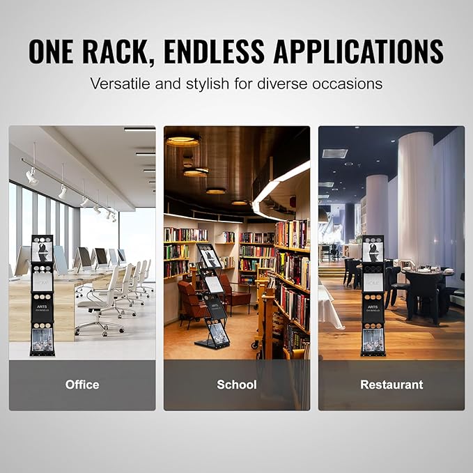 VEVOR Foldable Magazine Display Rack, 4-Tier Brochure Literature Display Stand, Portable Catalog Brochure Holder Stand with Carrying Bag for Office Trade Show Exhibitions, 4 Pockets-DeskLoop Office