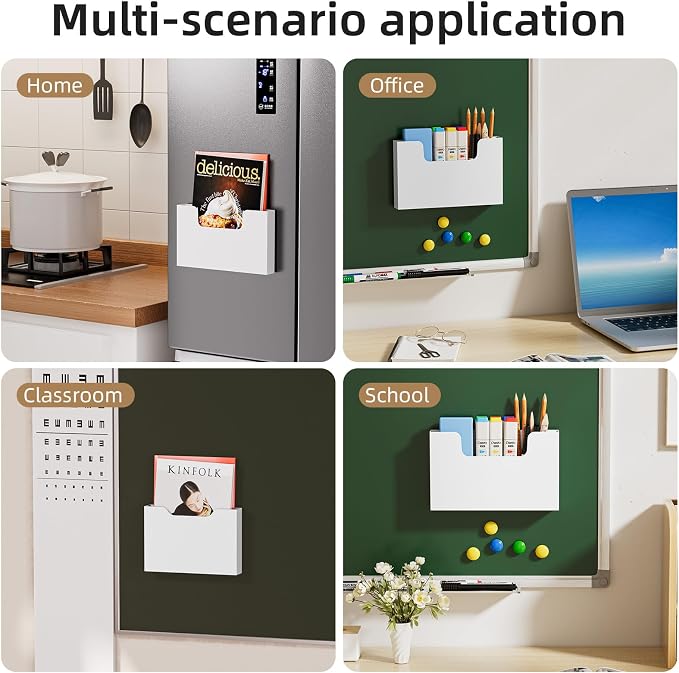 Marbrasse Magnetic File Holder, Magnetic Hanging Wall File Organizer, Pocket - Image 7