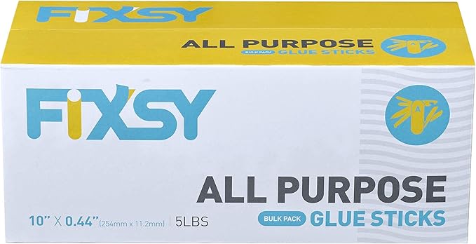 FIXSY Hot Glue Gun Sticks All Purpose, Multi Temp, Full Size 10" Long x .44" Diameter 7/16 11mm, 5LB Box Glue Stick, Approx. 90 Sticks- Compatible with Most Glue Guns-DeskLoop Office