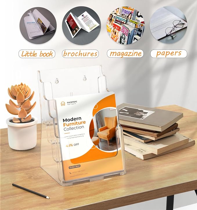 FUCDTEFC Acrylic Brochure Holder 8.5x11 & 4 x9 Inches, Literature Pamphlet - Image 8