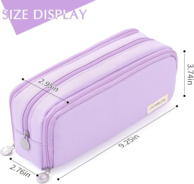 CICIMELON Large Capacity Pencil Case 3 Compartment Pouch Pen Bag - Image 5