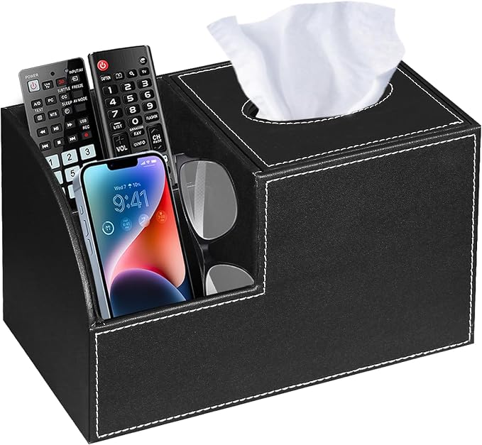PU Leather Square Tissue Box Cover by BLIENCE