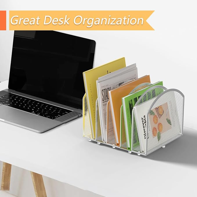 MINDEPOT Desk File Organizer 5 Sections Desktop Organizer File Sorter Office - Image 7